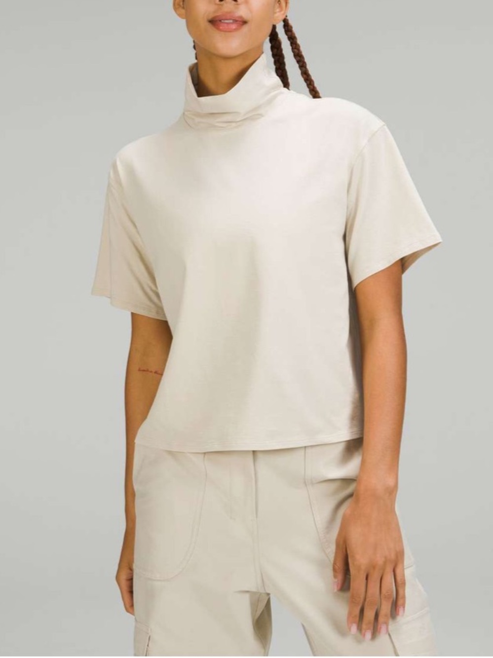Lululemon Cotton-Blend Turtleneck Relaxed Fit Shirt • Natural Ivory • Sz 6